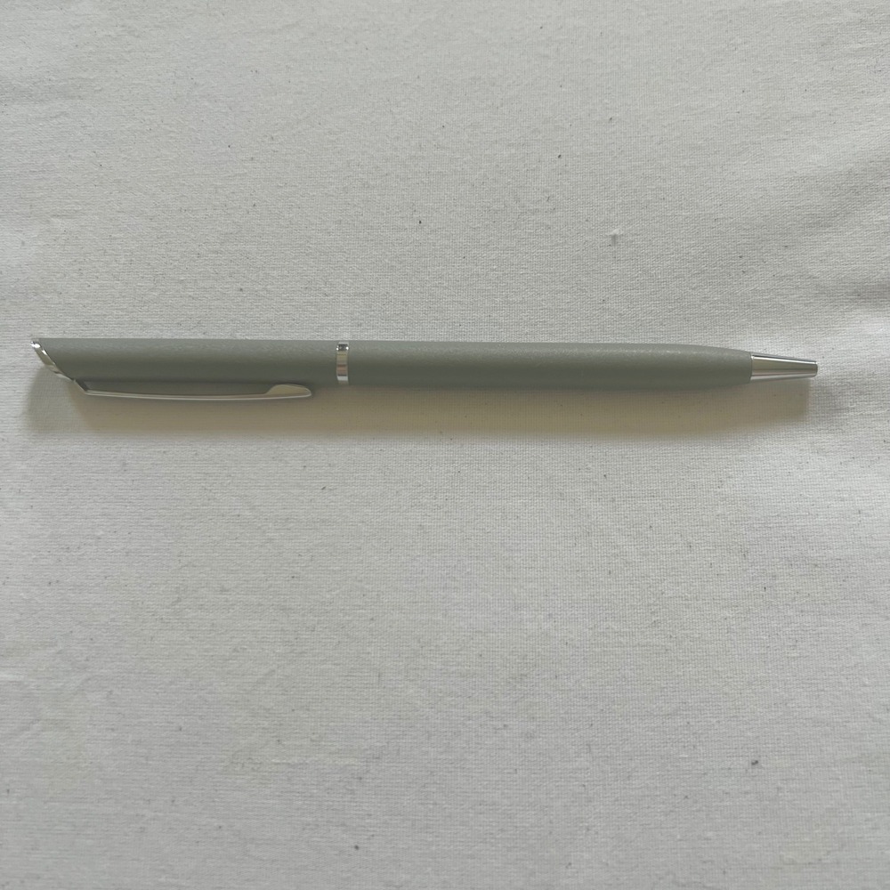 Quill Ballpoint Pen Vintage VALIC Logo Grey Textured Chrome Trim Feather Clip